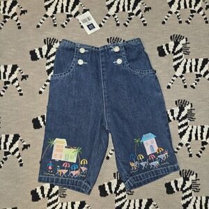 Vtg Baby Gap NWT Denim Trousers‎ Embroidered '00 Size 6-12 Months Girls
